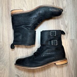 J SHOES Men's Burlington Black Leather Boots Size 9.5